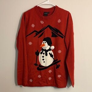 Snowman Sweater red Jake Austin size medium perfect for holidays and winter